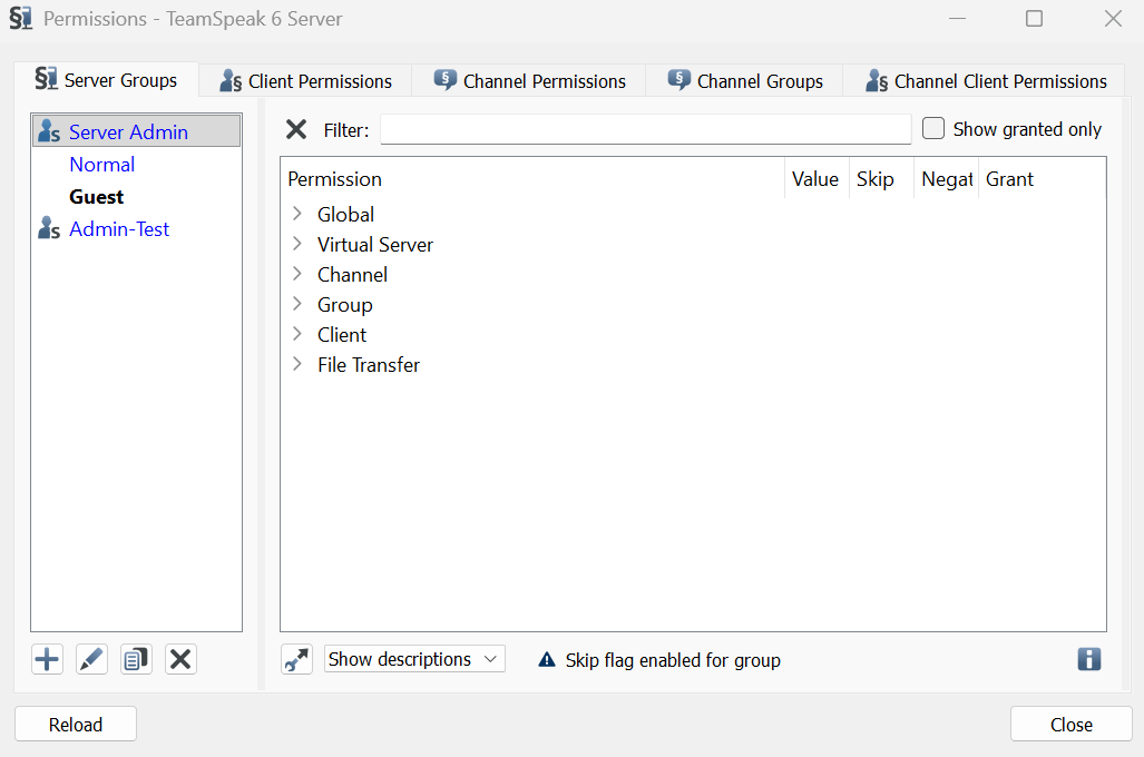 Duplicate the Server Admin Group